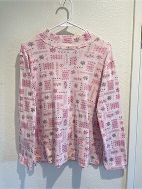 🌸 COZY WINTER DREAM 🌸 White Stag Fair Isle Patchwork Pajama Mock Neck 16W / 1X